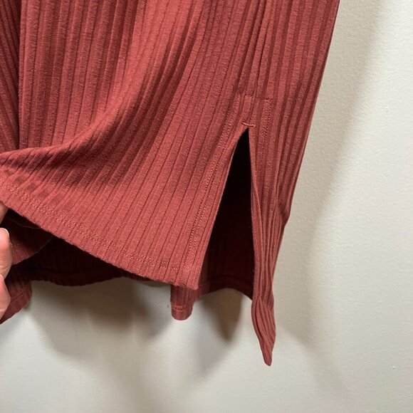 Eileen Fisher Textured Stretch Rib Crew Neck Dress Size Medium Boxy Terracotta - Picture 7 of 9